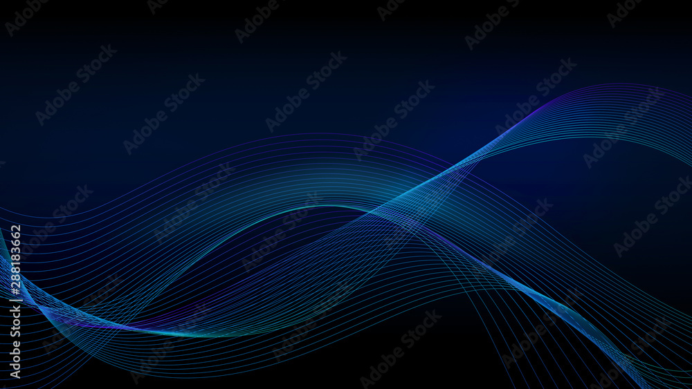 Blue wave on black background. Blue wave on black background.