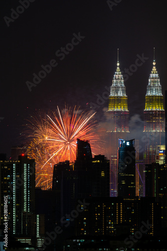 The Kuala Lumpur skyline glittered with a kaleidoscope of colours and spectacular lights and sound to mark the nation’s 62 years of independence of Malaysia.