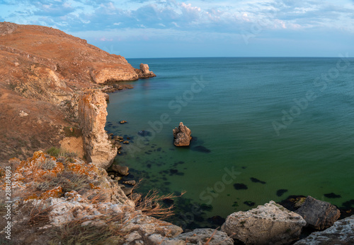 seashore rock on the Black Sea in Crimea to Opuksky Nature Reserve