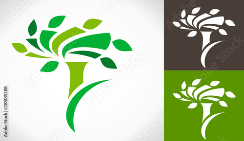 logo design jardinier et arbre vert