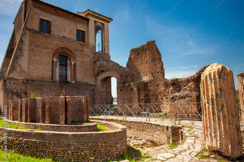 Oval fountain of the cenatio of the Flavian Palace also known as the Domus Flavia on the Palatine Hill in Rome