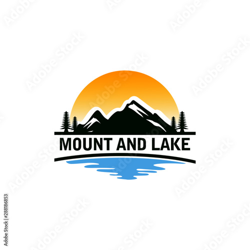 Mountain Lake Logo Nature Landscape Stock Vector