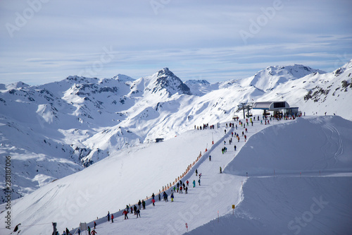 view of Mayrhofen ski resort in winter time, Austria © Tomtsya