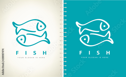 Fish logo vector. Seafood design. 