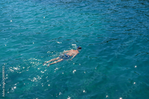 Active tourism. Snorkeling in the sea.