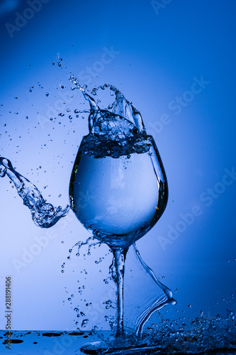 glass, drink, wine, alcohol, water, blue, wineglass, isolated, empty, liquid, beverage, clean, white, transparent, clear, crystal, bar, goblet, cold, celebration, drop, reflection, single, bocal, blac