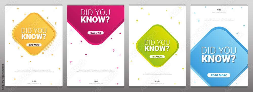 Did you know labels. Set of Banners or sticker with Interesting fact. - obrazy, fototapety, plakaty 