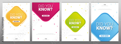 Did you know labels. Set of Banners or sticker with Interesting fact.
