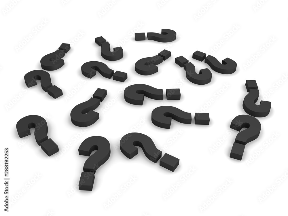 3D Rendering of many grey question marks 3D Rendering of many grey question marks