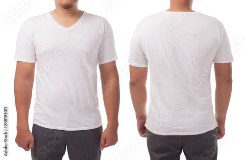 White V-Neck Shirt Design Template