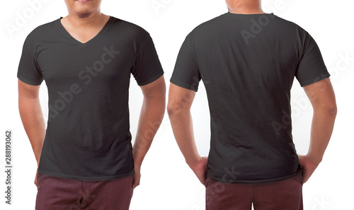 Black V-Neck Shirt Design Template