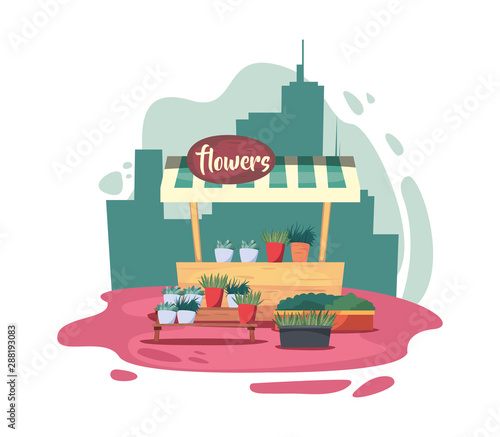 street market commerce flat design