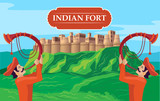 indian fort with tutari playing men