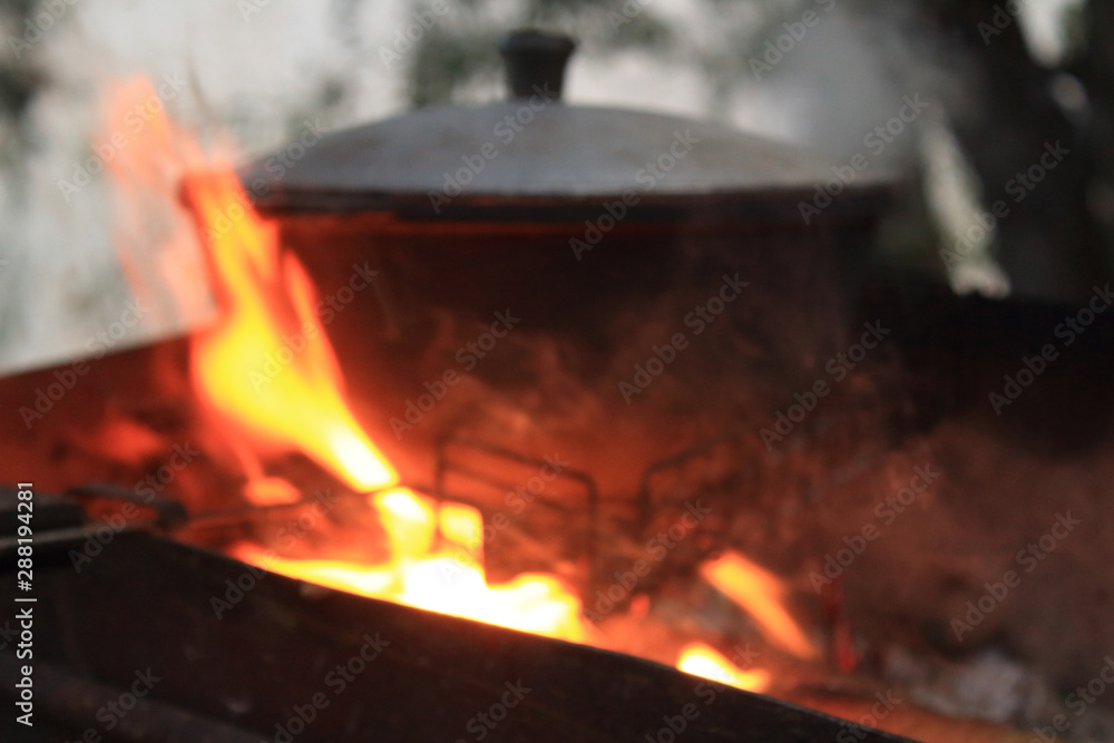 boiler on the bonfire, cooking outdoors boiler on the bonfire, cooking outdoors
