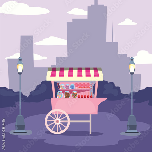 street market commerce flat design