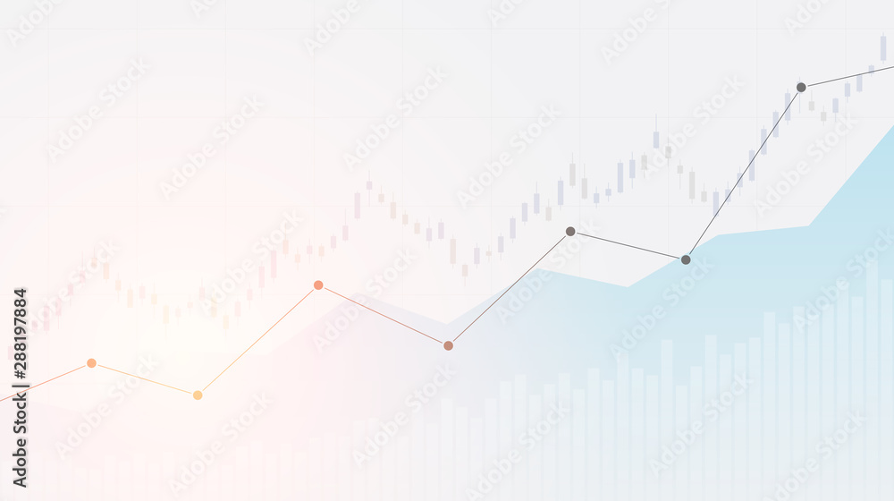 Abstract financial chart with uptrend line graph in stock market on white color background