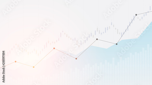 Abstract financial chart with uptrend line graph in stock market on white color background