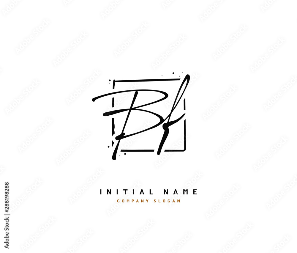 Fototapeta premium B F BF Beauty vector initial logo, handwriting logo of initial signature, wedding, fashion, jewerly, boutique, floral and botanical with creative template for any company or business.
