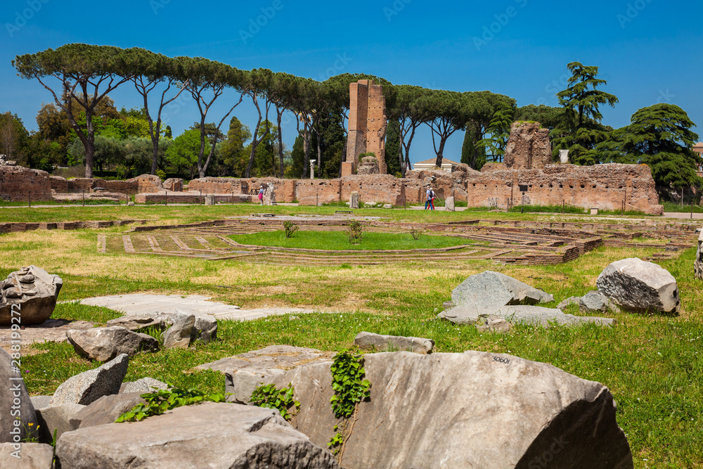 Peristyle with octagonal island at the Flavian Palace also known as the Domus Flavia on the Palatine Hill in Rome