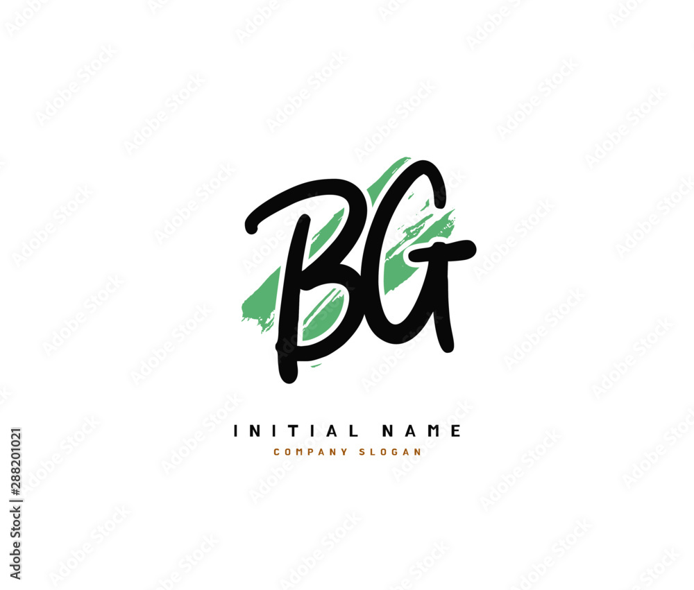 Obraz premium B G BG Beauty vector initial logo, handwriting logo of initial signature, wedding, fashion, jewerly, boutique, floral and botanical with creative template for any company or business.
