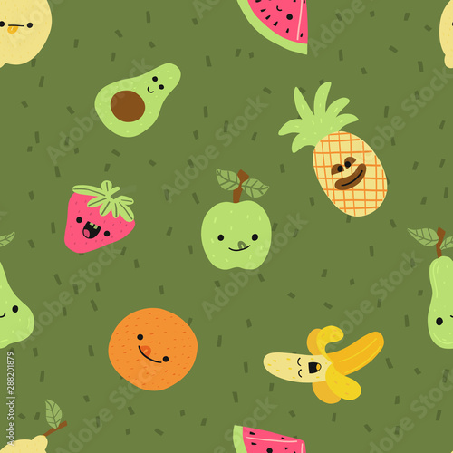 Bright banner seamless pattern fruit, cartoon.