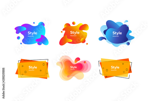 Set of bright geometric graphic elements. Design background. Vector illustration. Can be used for advertising, marketing, presentation