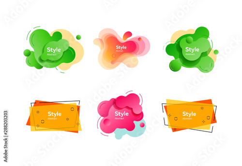 Vibrant dynamic fluid shapes. Dynamical colored forms. Gradient banners with flowing liquid shapes. Template for design of logo, flyer or presentation. Vector illustration