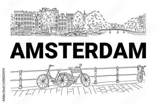 Bright banner flyer sketch inscription Amsterdam.
