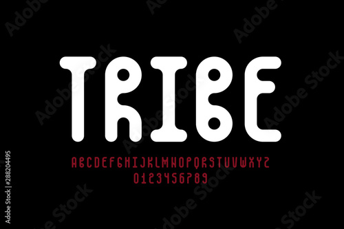 Tribal style font design, alphabet letters and numbers photo