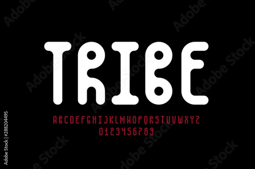 Tribal style font design, alphabet letters and numbers