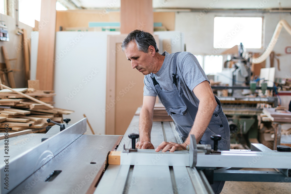 Carpenter working in a workshop Carpenter working in a workshop