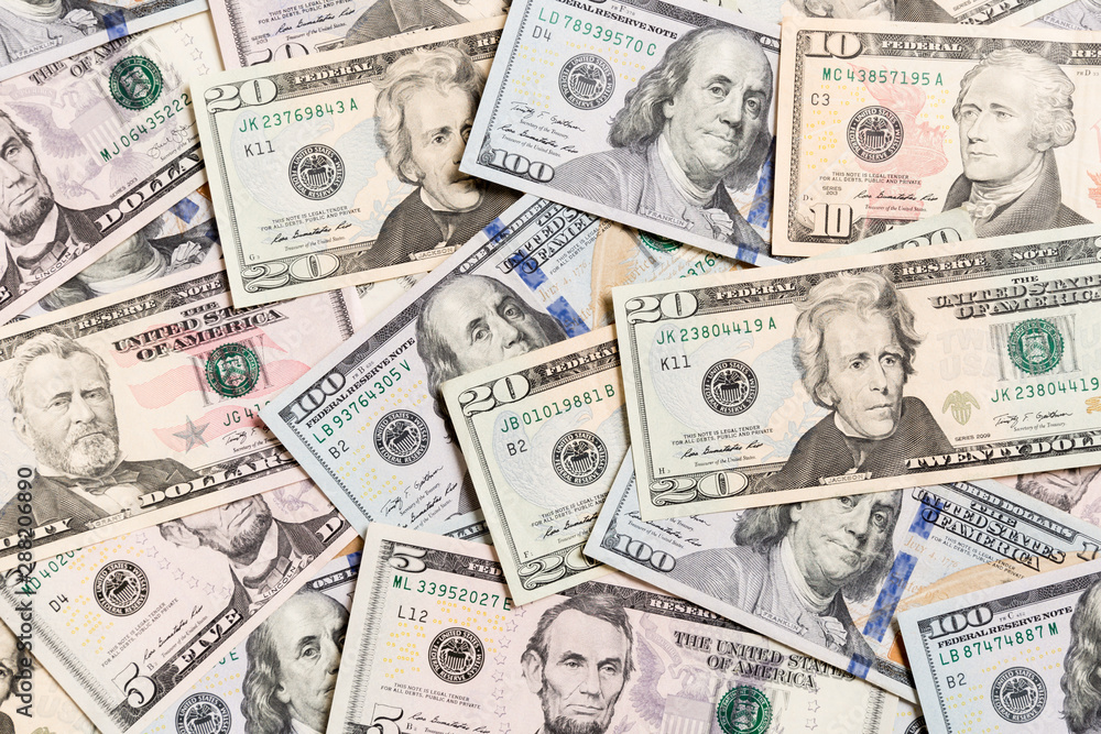 US Dollar bills. one hundred dollar bills background. Top view of business concept on background with copy space US Dollar bills. one hundred dollar bills background. Top view of business concept on background with copy space