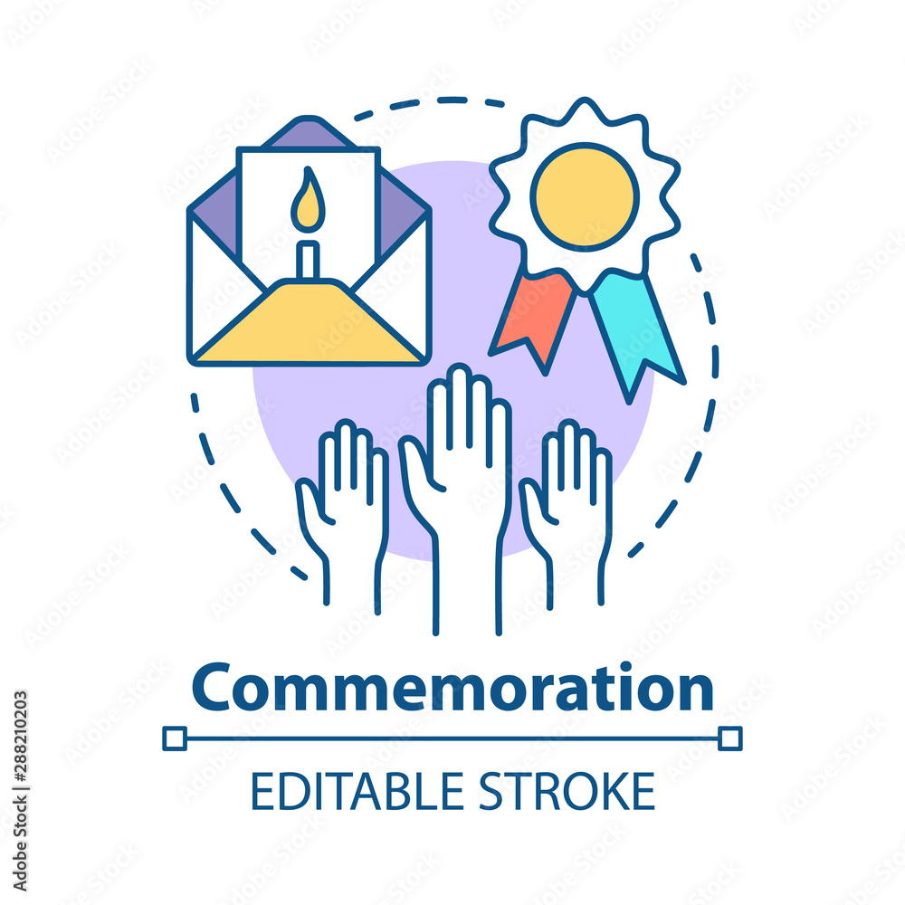 Commemoration concept icon. Memorialization idea thin line illustration