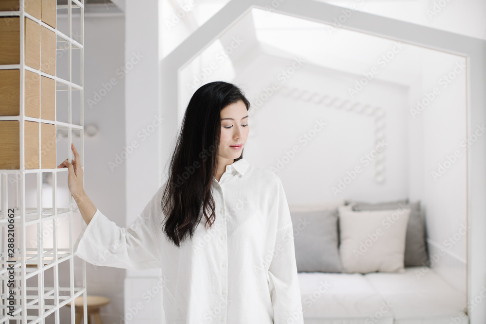 Portrait of Asian Woman in White Space Portrait of Asian Woman in White Space
