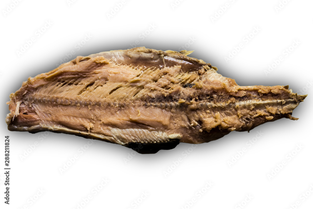 The body of salted pink salmon. Cooking a popular snack. Isolated image on a white background. Front lighting. A site about fish,cuisine, cookery. The body of salted pink salmon. Cooking a popular snack. Isolated image on a white background. Front lighting. A site about fish,cuisine, cookery.