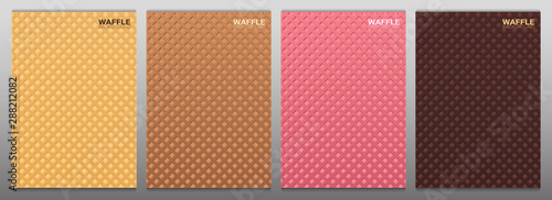 Set of Colorful Wafer texture sweet food backgrounds. Ice cream waffle.