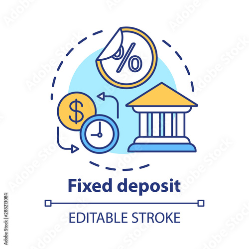 Savings concept icon. Fixed deposit idea thin line illustration. Creating investment account. Getting bigger profits, interest until maturity date. Vector isolated outline drawing. Editable stroke