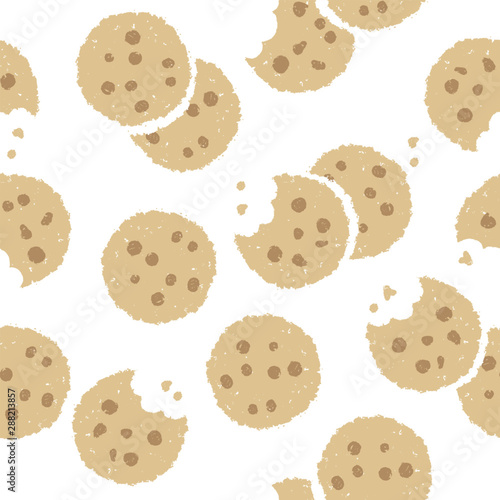 Hand drawn simple cute cookie flat vector seamless pattern