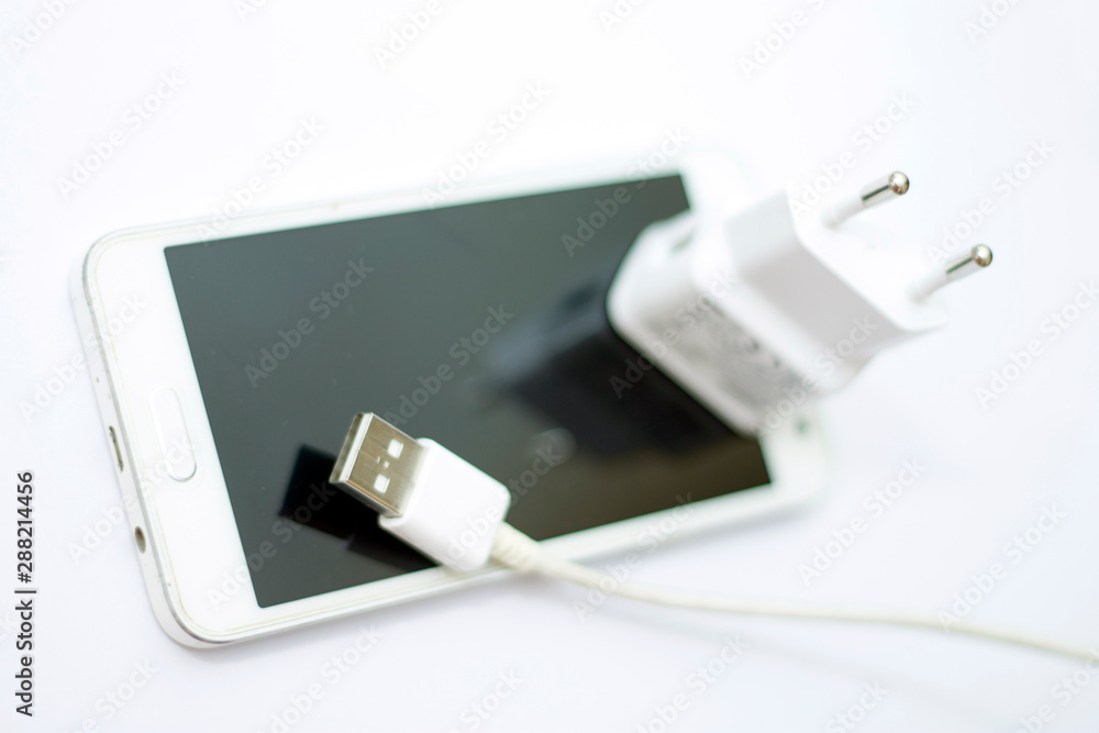 Smartphone and phone charge with power cord Smartphone and phone charge with power cord