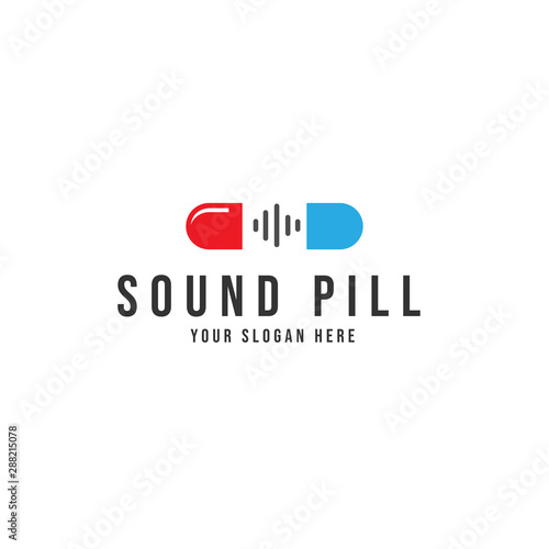 Sound pill Logo Vector icon illustration
