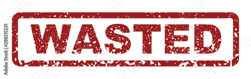 Wasted word t shirt design slogan. Red color stamp style isolated on white background