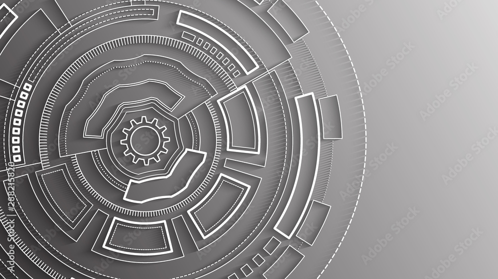Gear wheel with circle. Futuristic mechanism design for business presentation. Draw line abstract. Vector technology Illustration with digital concept. Innovation tech background Gear wheel with circle. Futuristic mechanism design for business presentation. Draw line abstract. Vector technology Illustration with digital concept. Innovation tech background