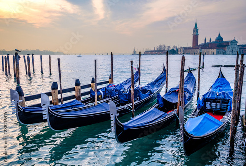 typical gondolas in venice - italy © fottoo
