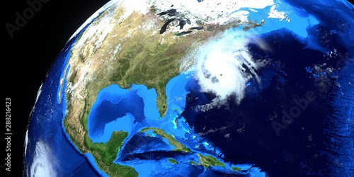 Fototapeta Naklejka Na Ścianę i Meble -  Hurricane Dorian extremely detailed and realistic high resolution 3d illustration. Shot from Space. Elements of this image are furnished by NASA