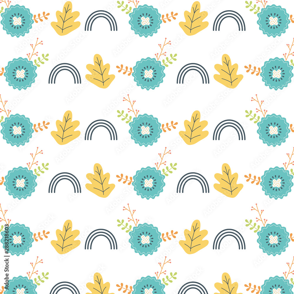 Flower leaf and rainbow background design vector illustration Flower leaf and rainbow background design vector illustration