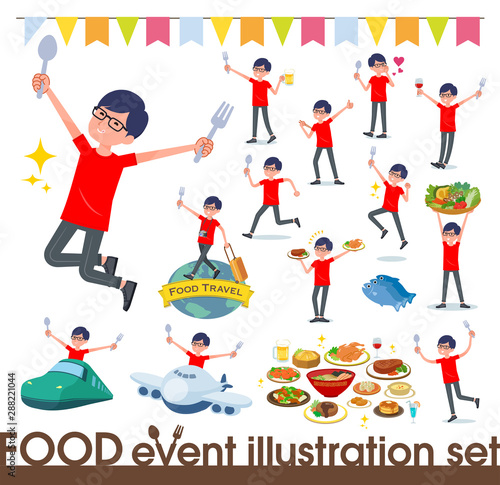 flat type red Tshirt Glasse men_food festival