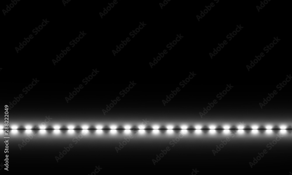 Black background and abstract light. Diode light strip, white light. Dark abstract light.