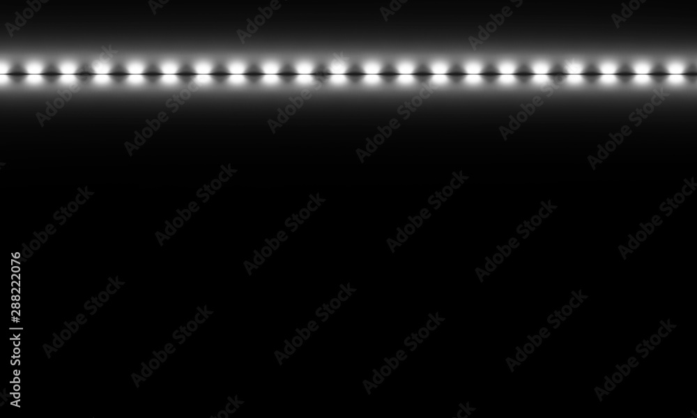 Black background and abstract light. Diode light strip, white light. Dark abstract light.