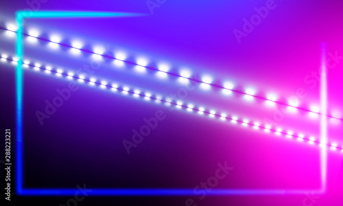 Ultraviolet abstract light. Diode tape, light line. Violet and pink gradient. Modern background, neon light.