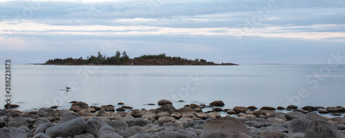 kareliya island white sea lake ladoga panorama view evening sunset summer clouds